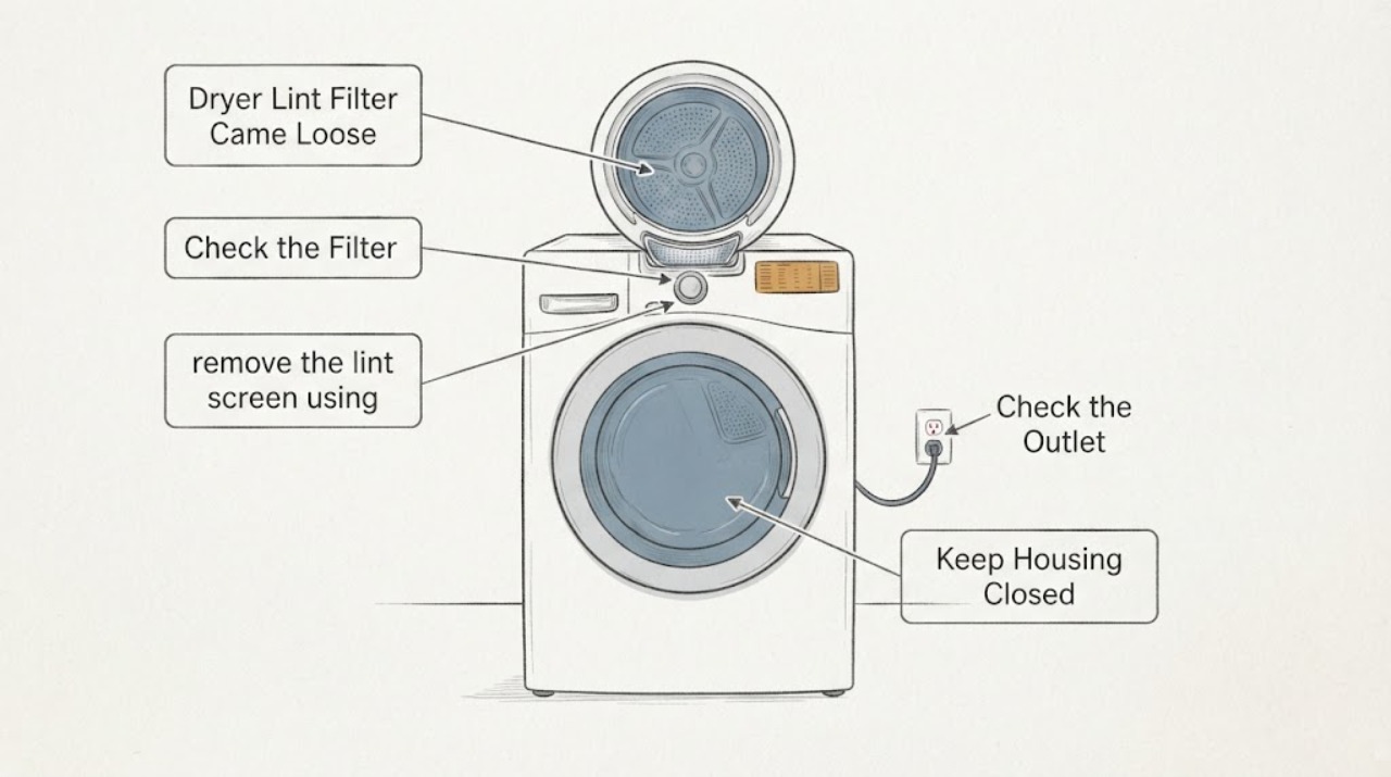 Dryer Lint Filter Came Loose