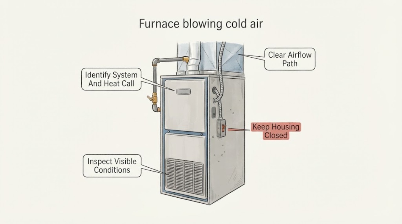 Furnace blowing cold air