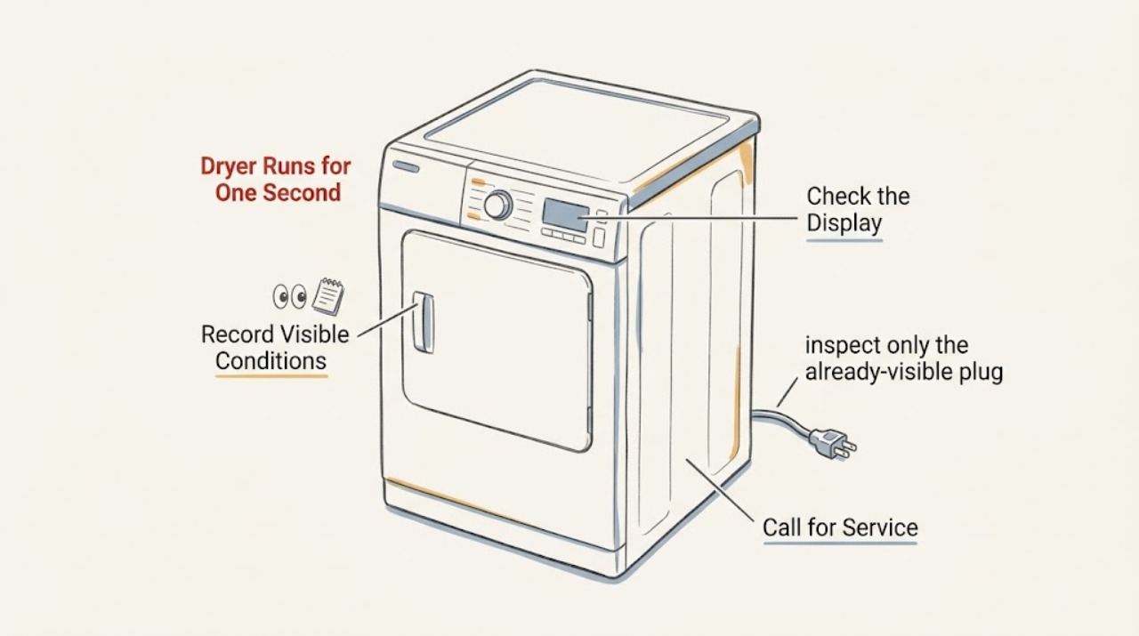 Dryer Runs for One Second