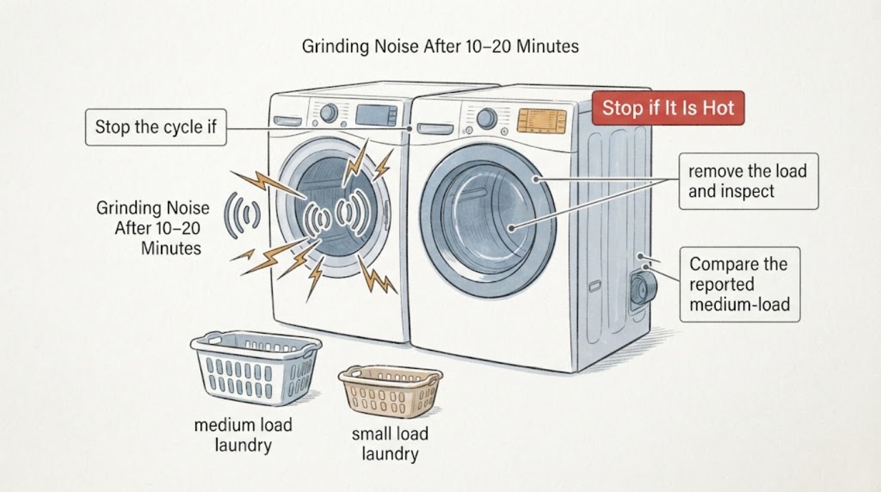 Grinding Noise After 10–20 Minutes