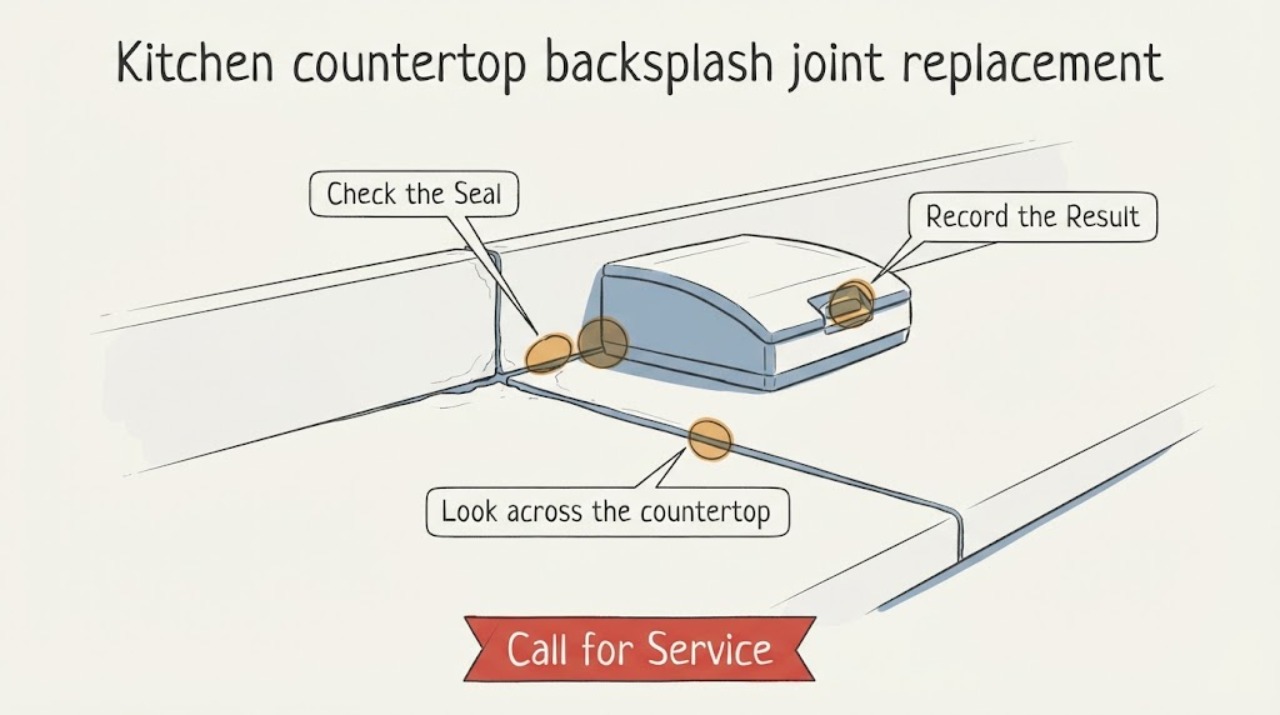 Kitchen countertop backsplash joint replacement