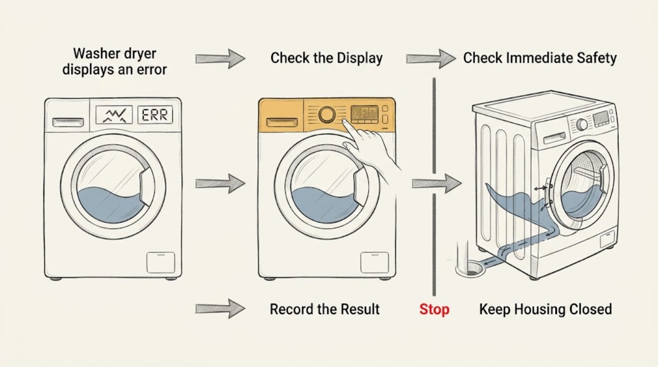 Washer dryer displays an error