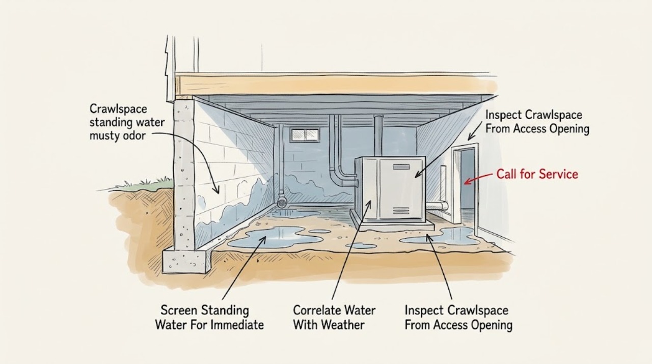 Crawlspace standing water musty odor