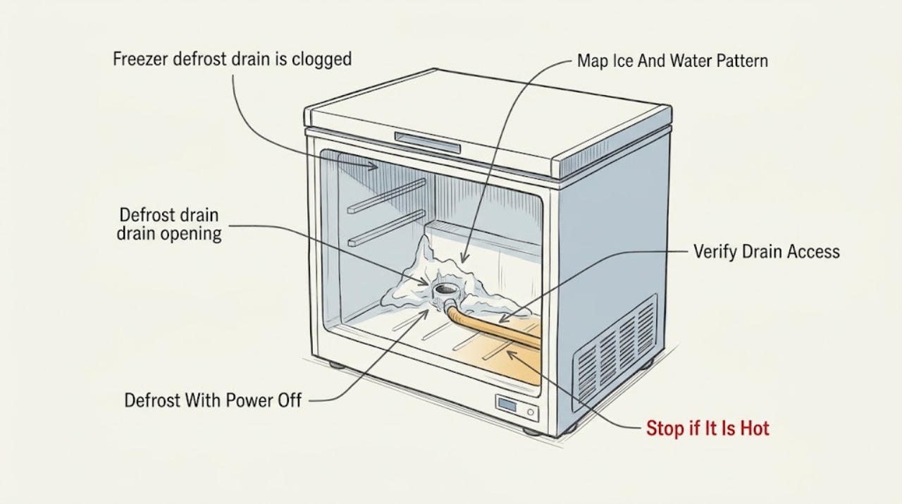 Freezer defrost drain is clogged