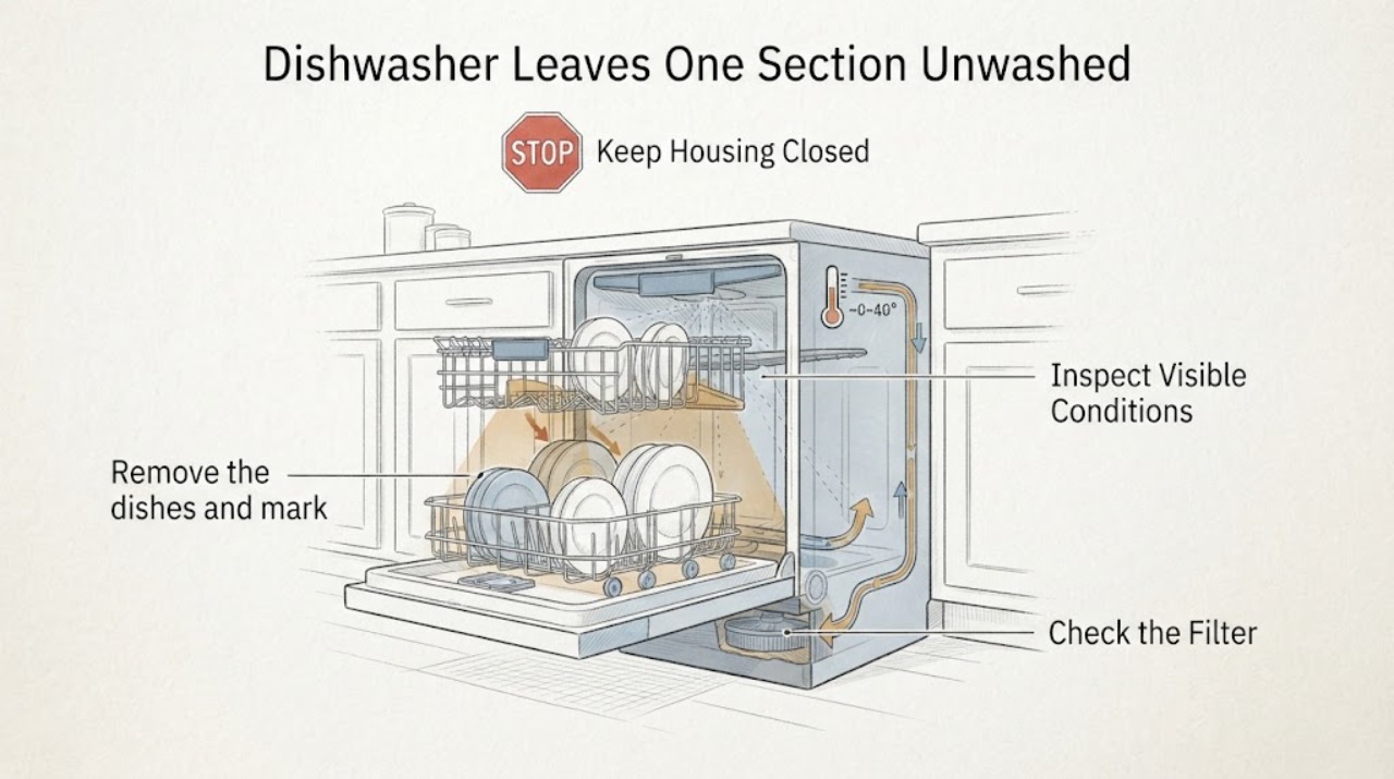 Dishwasher Leaves One Section Unwashed