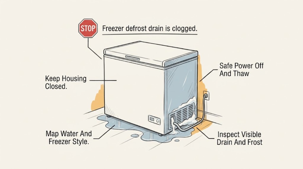 Freezer defrost drain is clogged