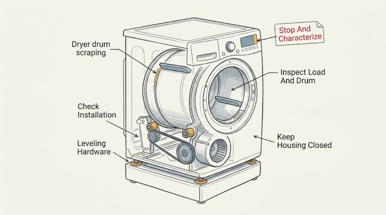 Dryer drum scraping