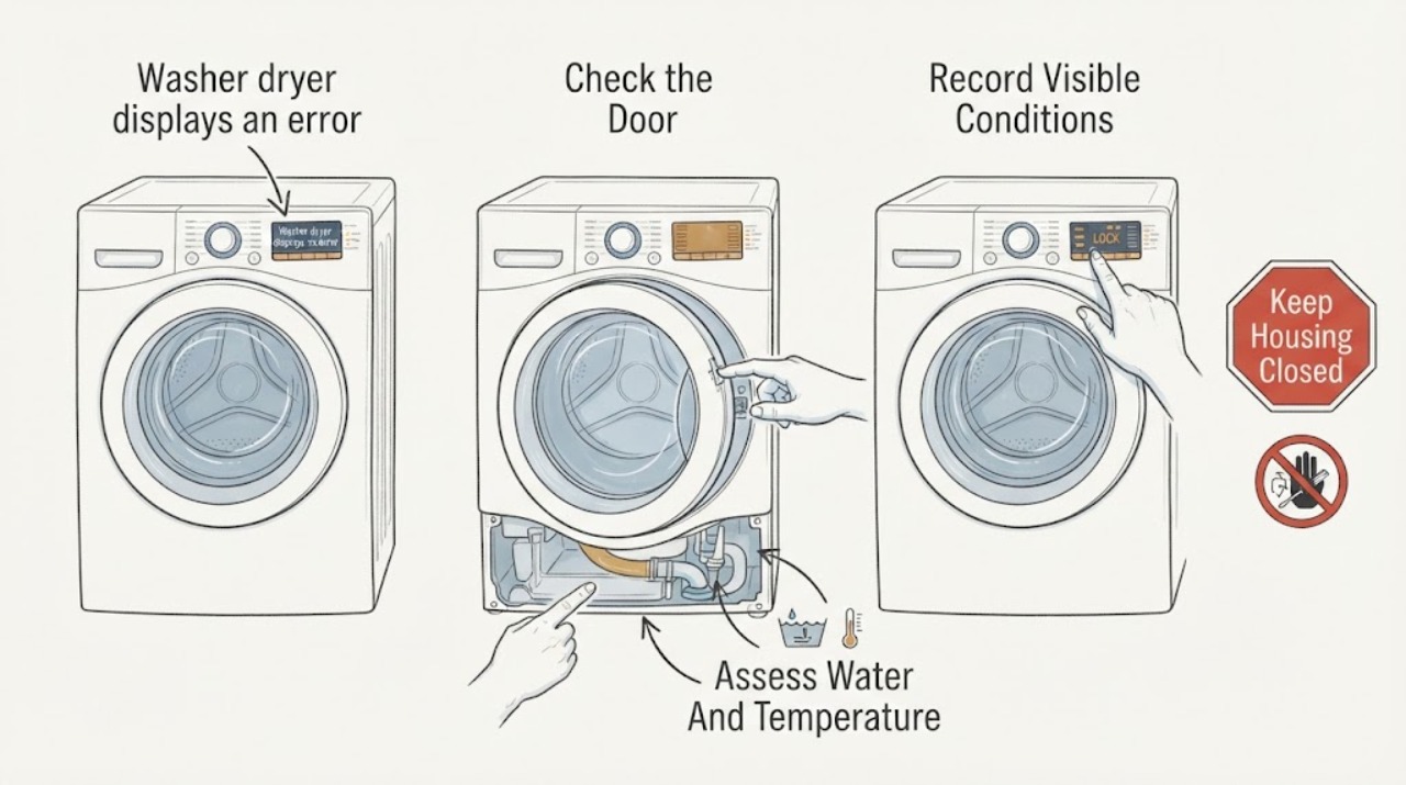Washer dryer displays an error