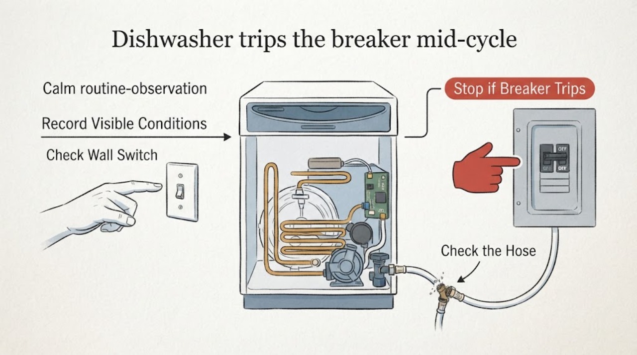 Dishwasher trips the breaker mid-cycle