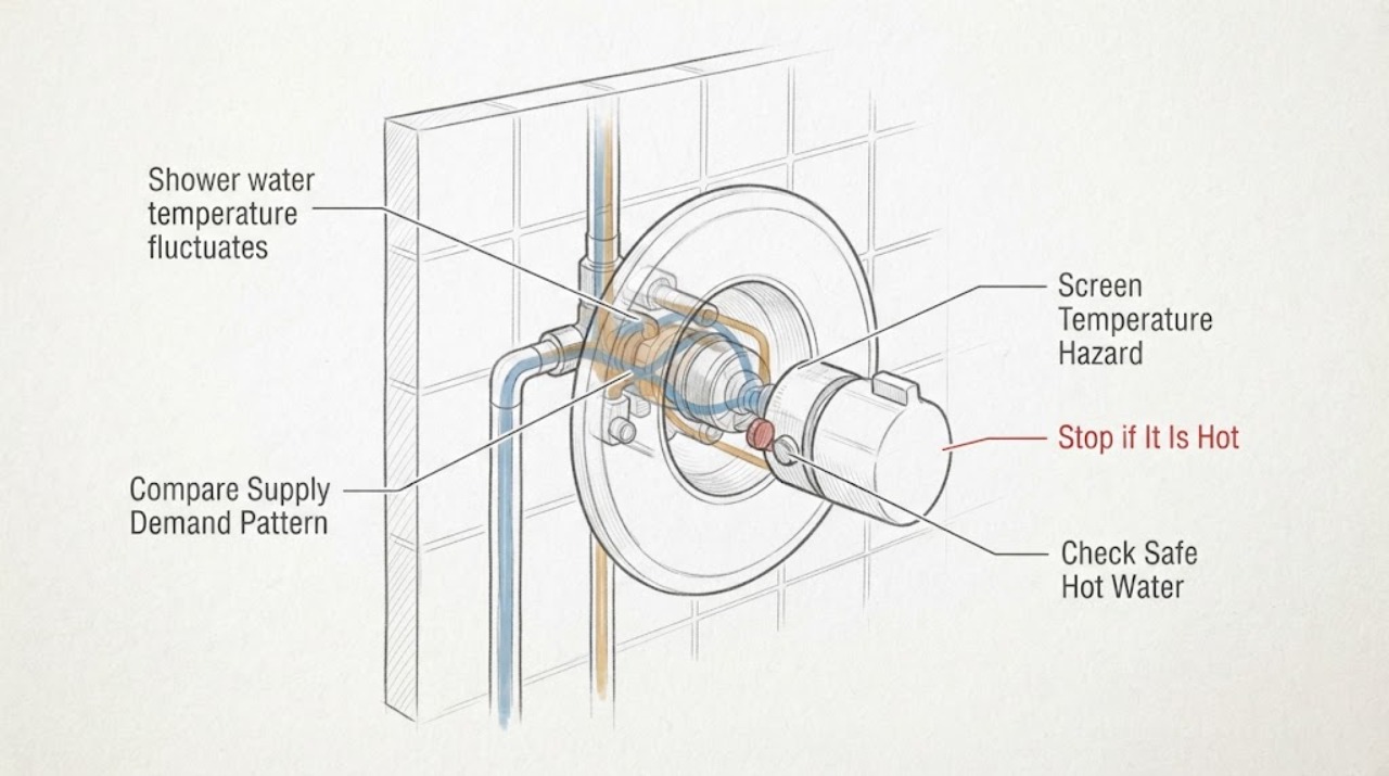Shower water temperature fluctuates