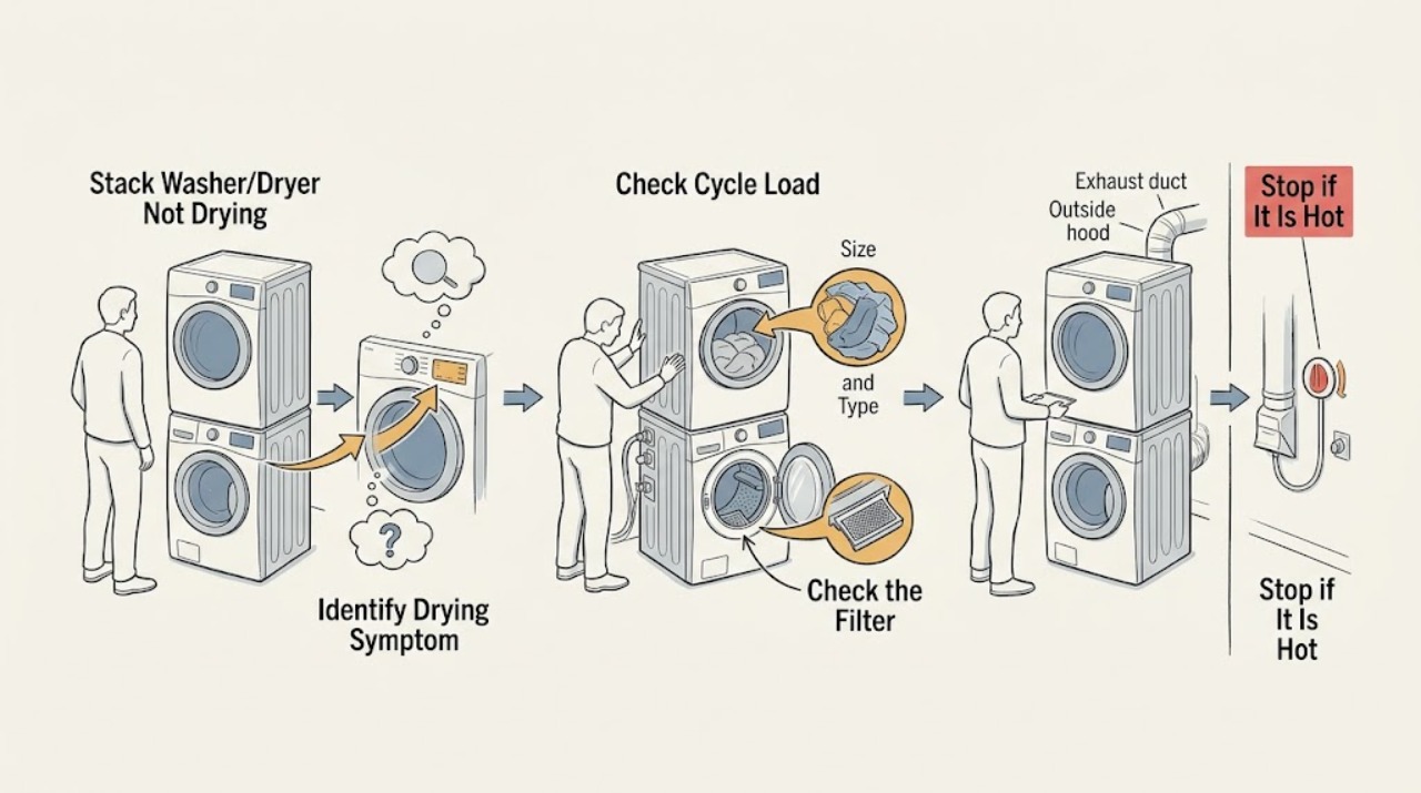 Stack Washer/Dryer Not Drying