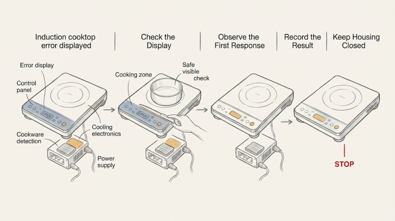 Induction cooktop error displayed