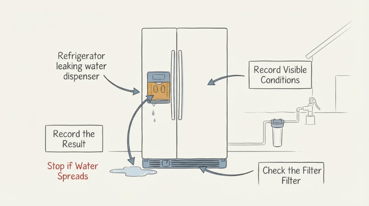 Refrigerator leaking water dispenser