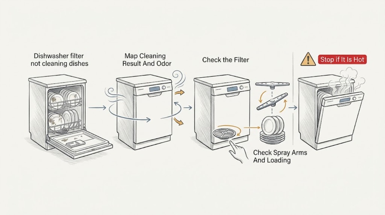 Dishwasher filter not cleaning dishes