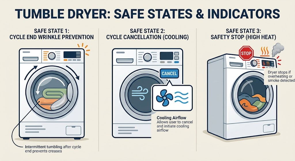 Beko Dryer Not Turning Off: Check End-of-Cycle Tumble, Cancel, and Safety