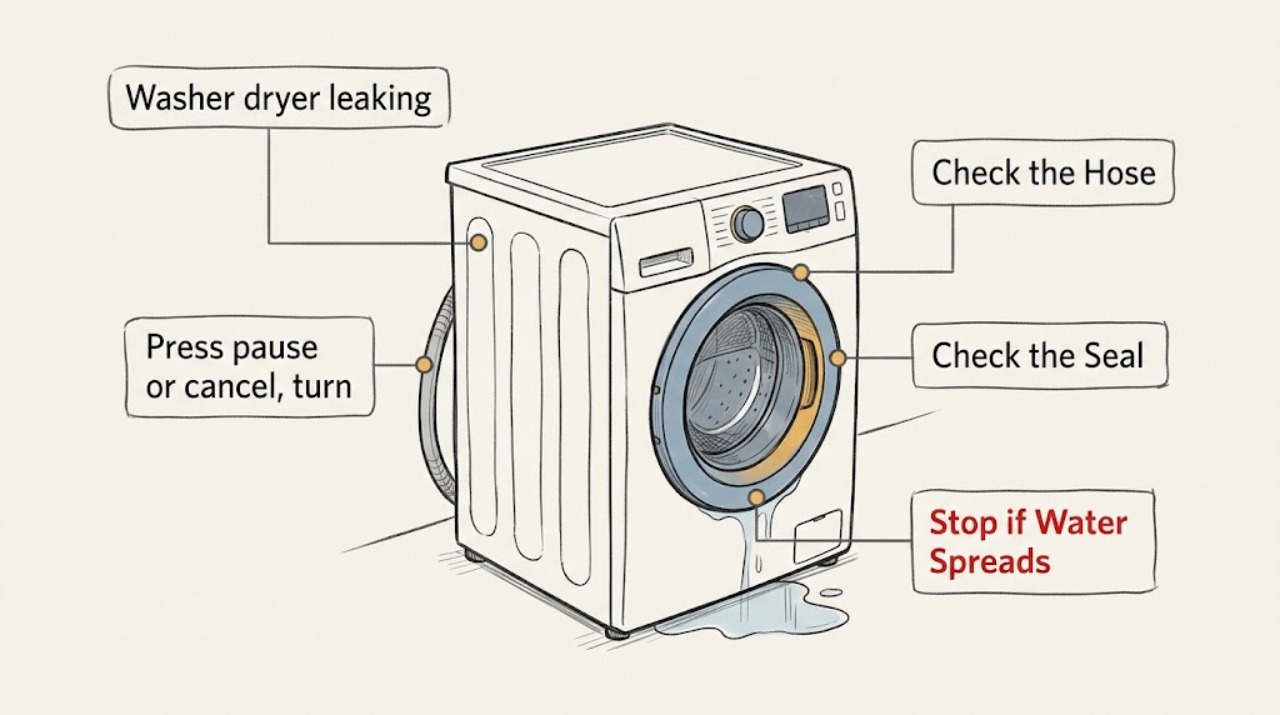 Washer dryer leaking
