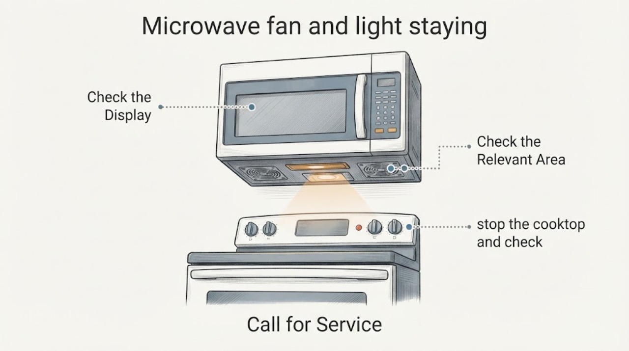 Microwave fan and light staying