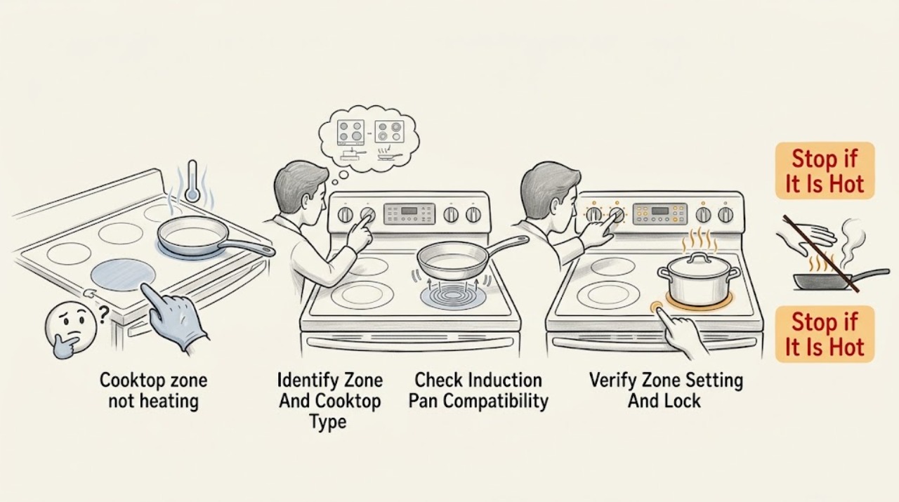 Cooktop zone not heating