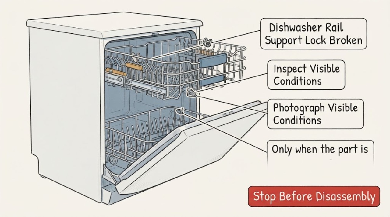 Dishwasher Rail Support Lock Broken