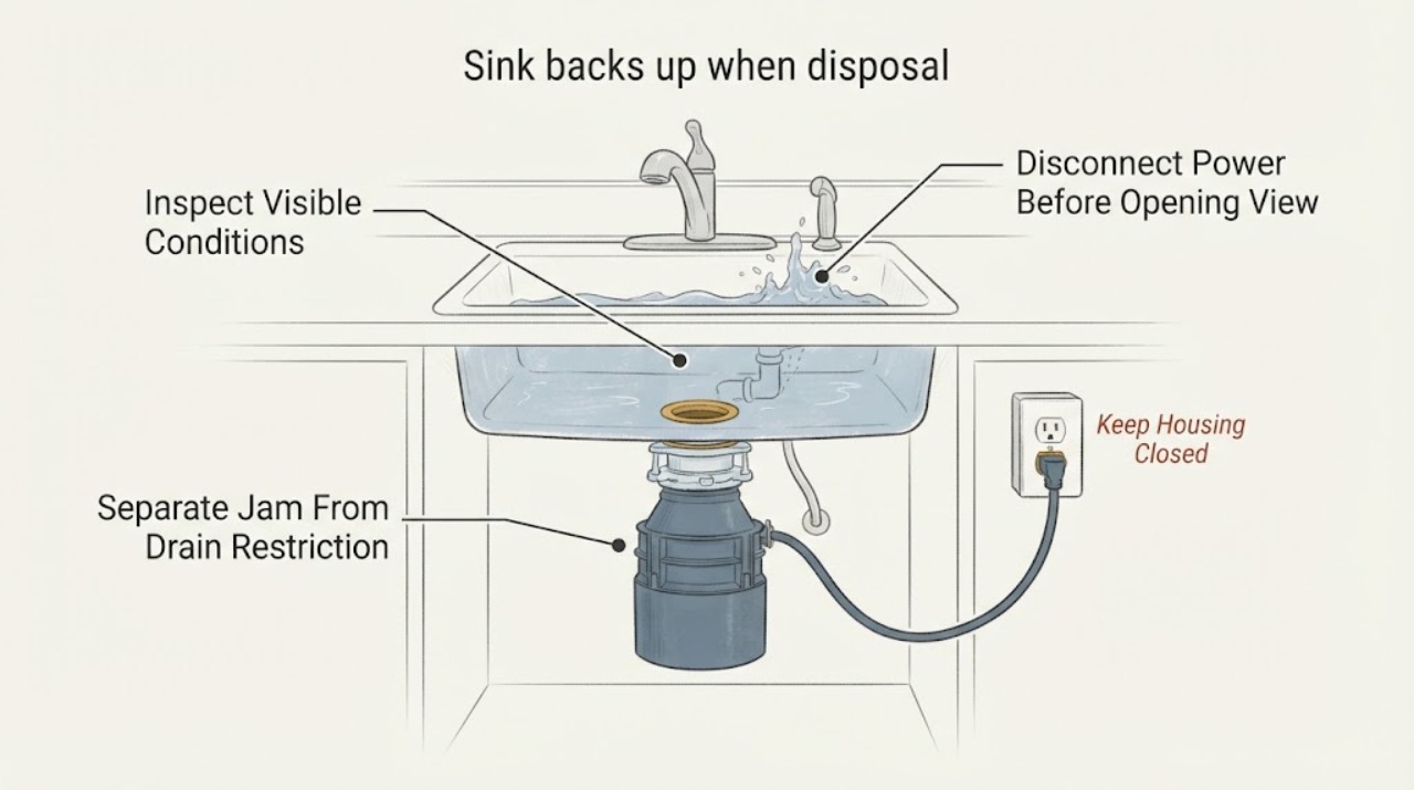 Sink backs up when disposal