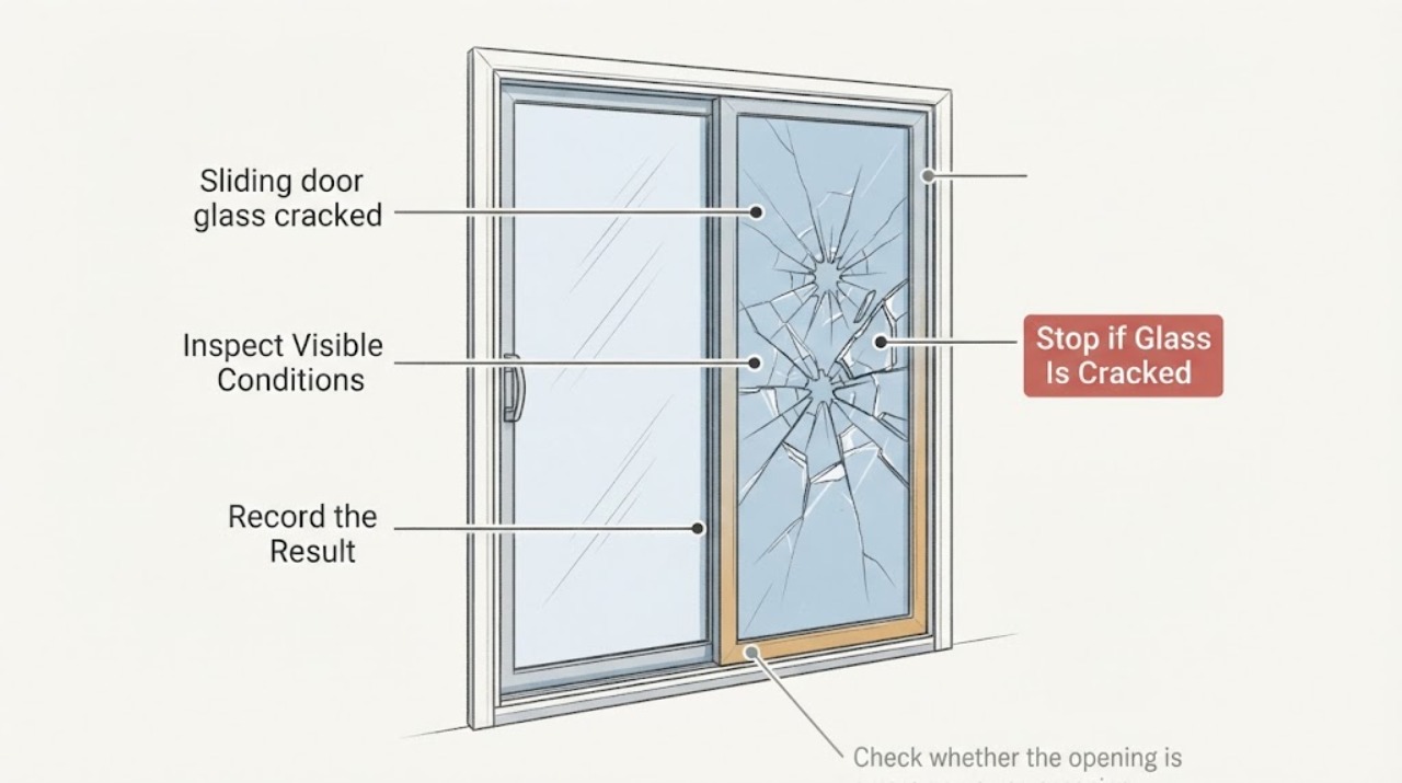 Sliding door glass cracked