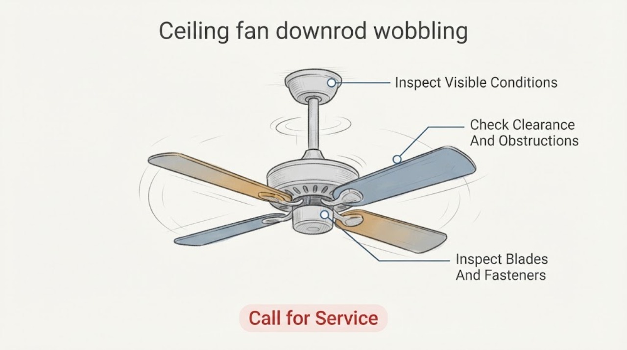 Ceiling fan downrod wobbling