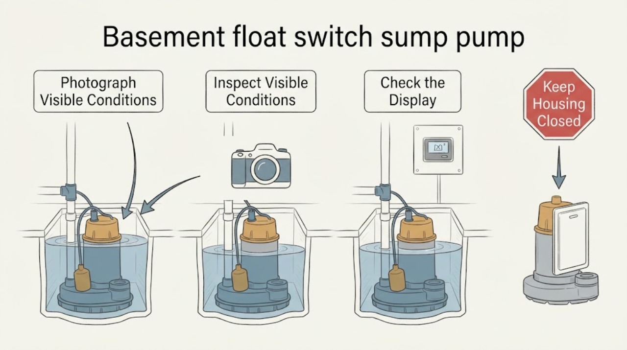 Basement float switch sump pump