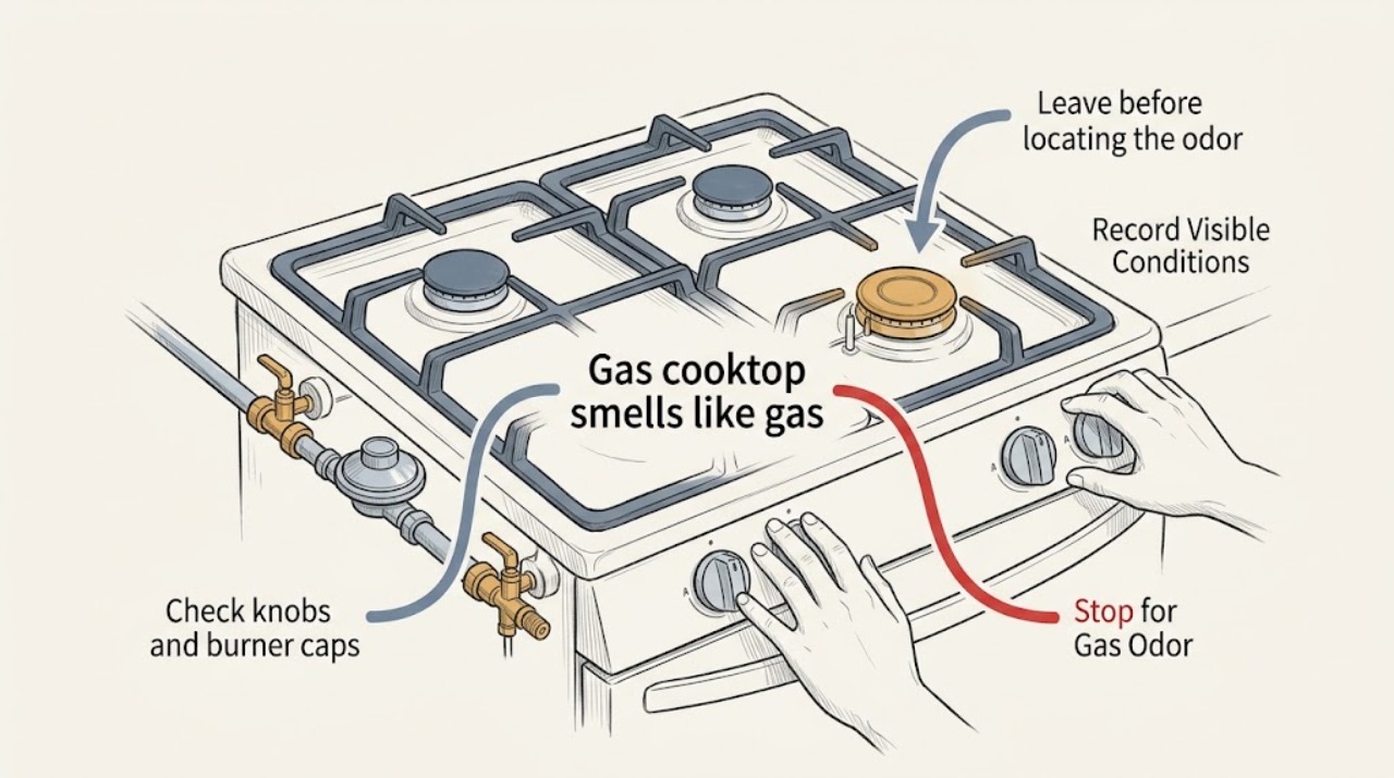 Gas cooktop smells like gas