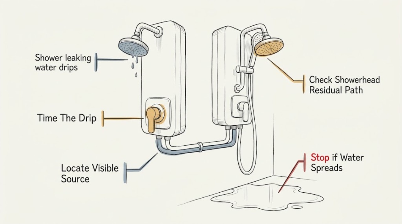 Shower leaking water drips