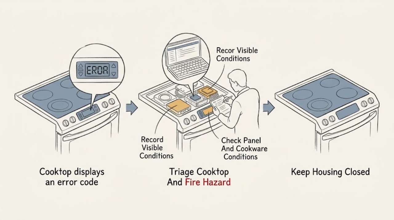 Cooktop displays an error code