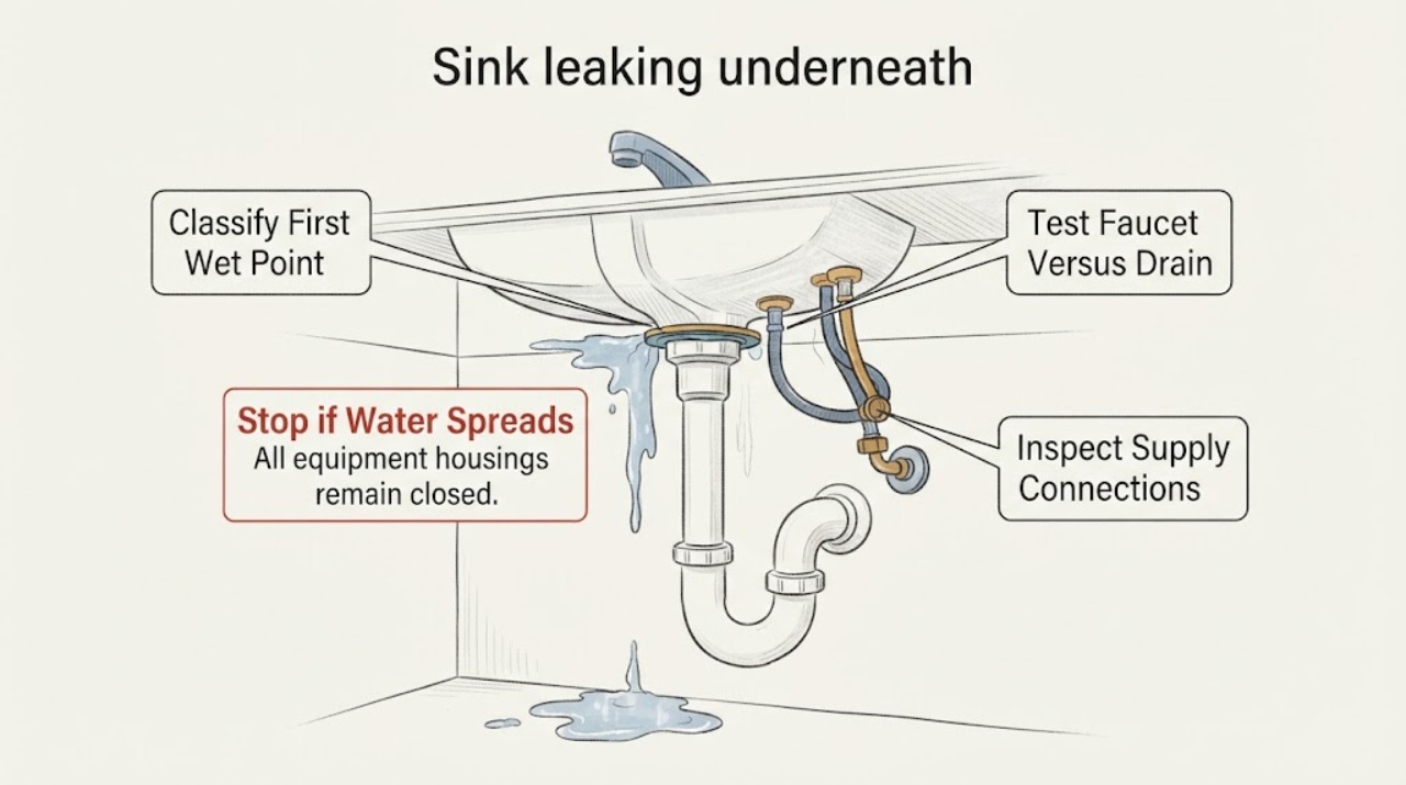 Sink leaking underneath