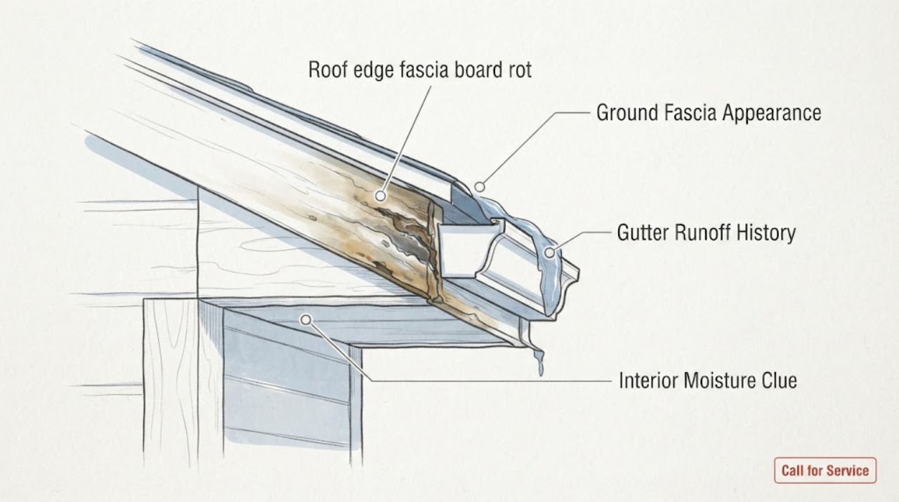 Roof edge fascia board rot