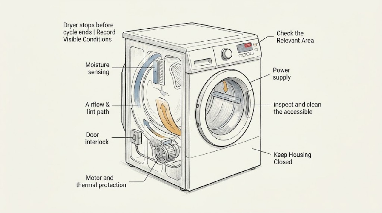 Dryer stops before cycle ends