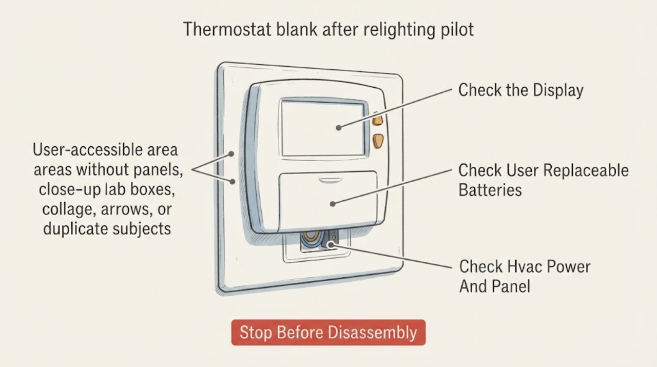 Thermostat blank after relighting pilot