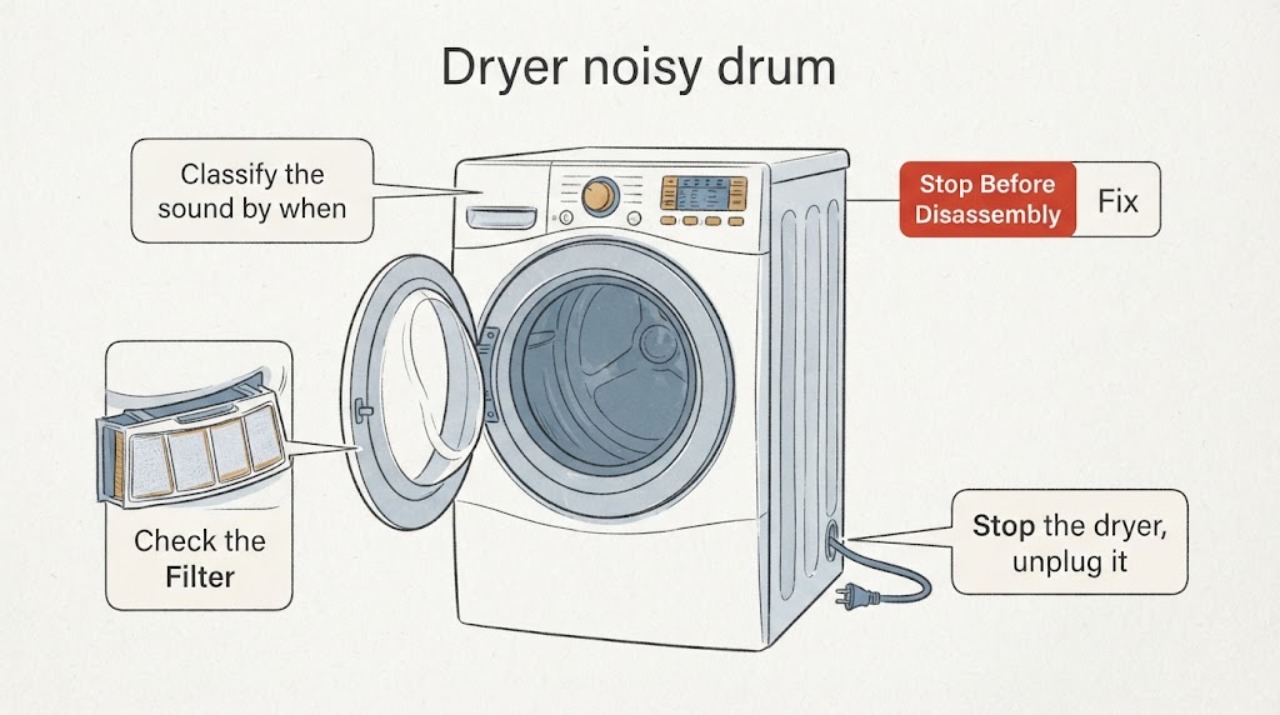 Dryer noisy drum | Fix