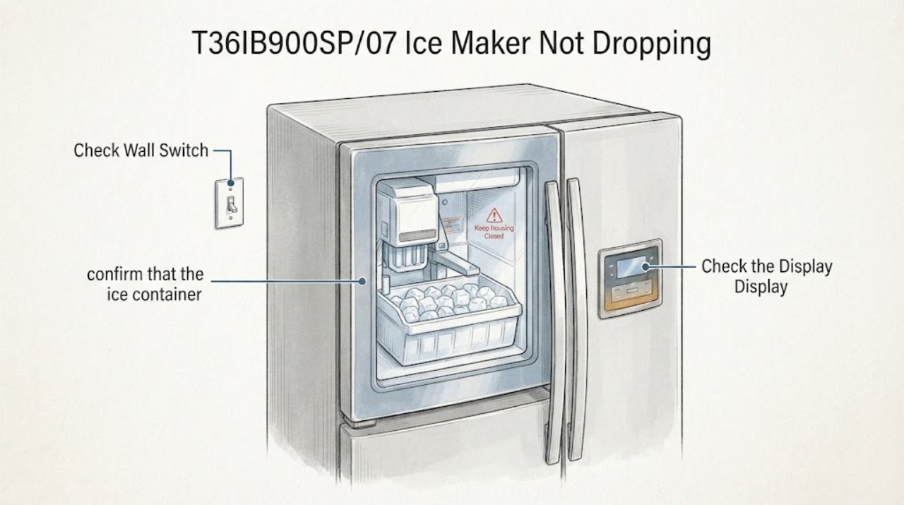 T36IB900SP/07 Ice Maker Not Dropping