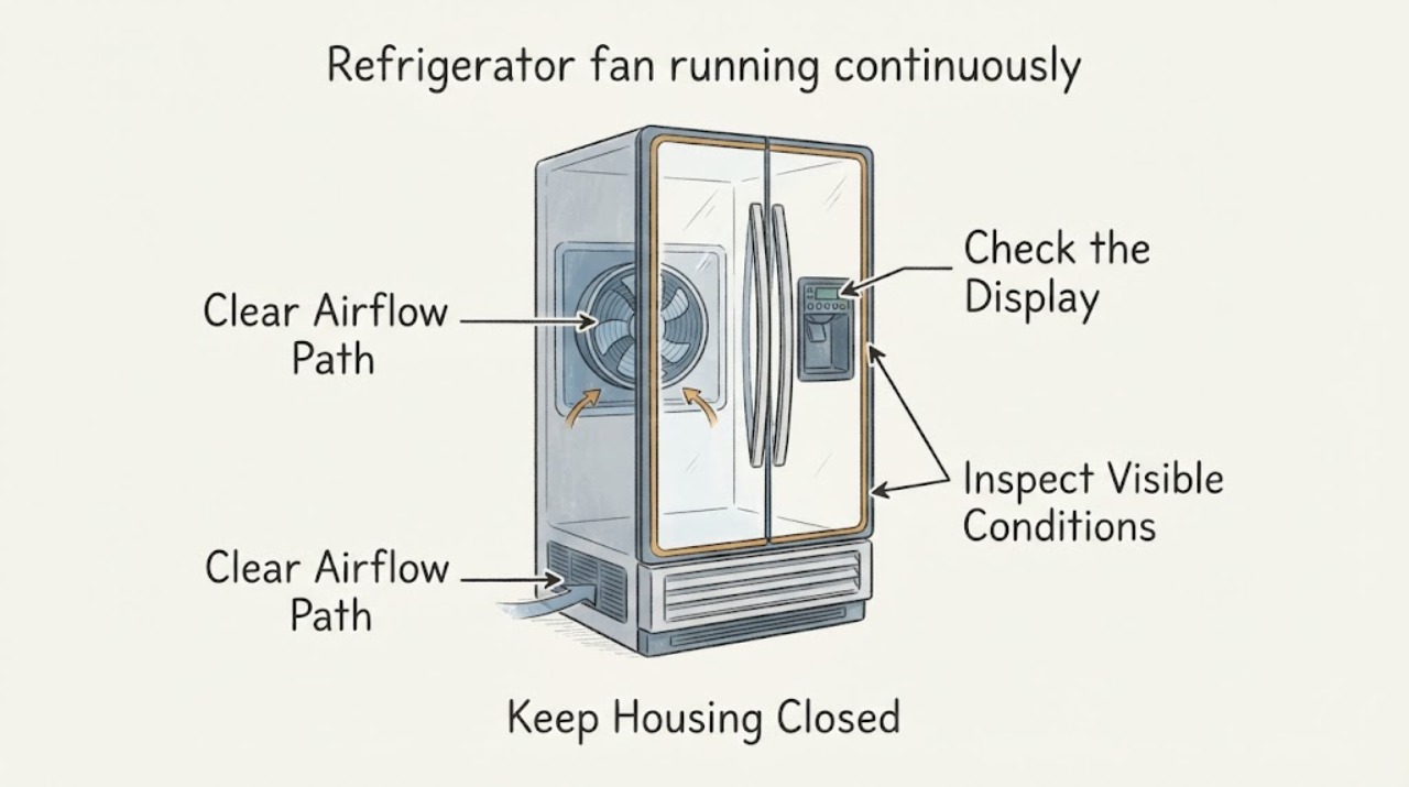 Refrigerator fan running continuously