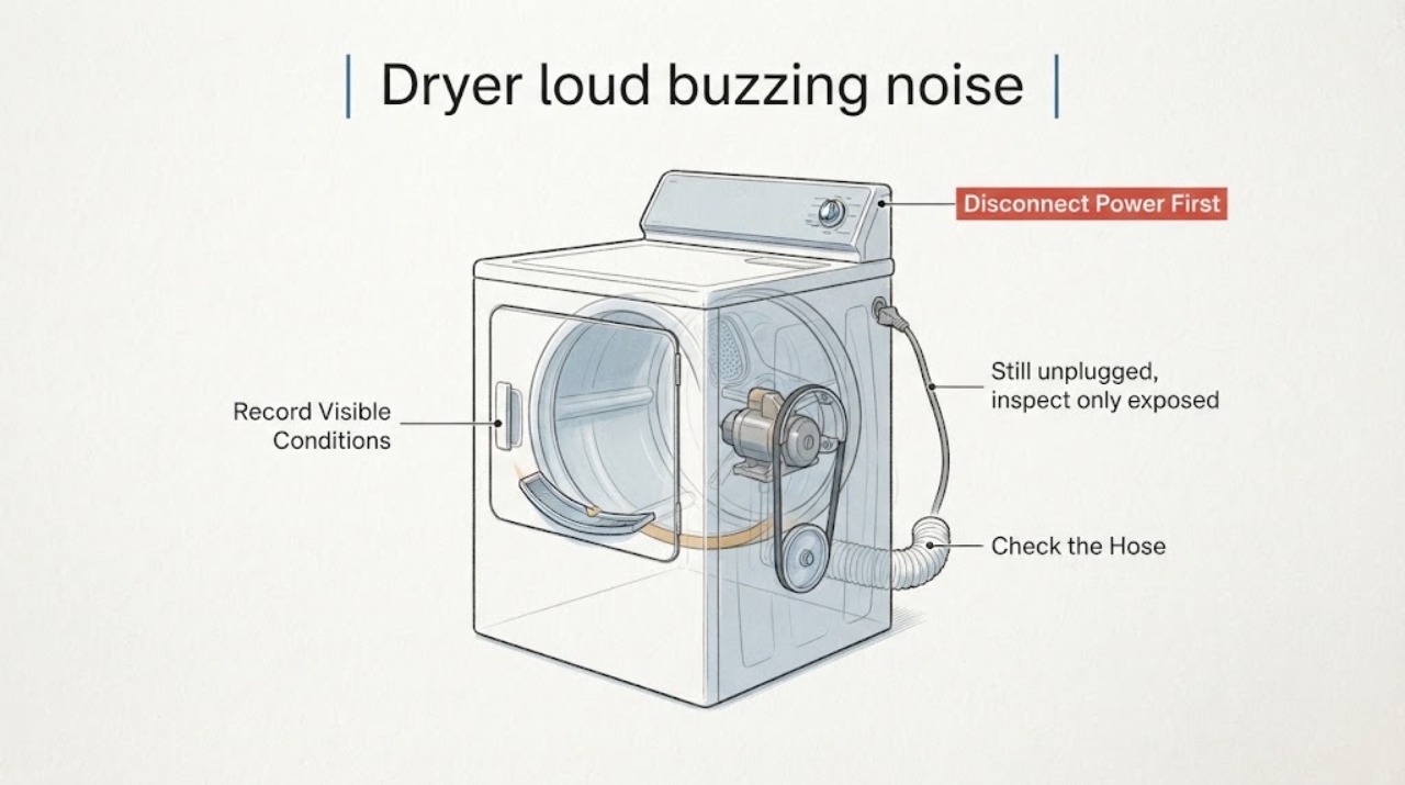 Dryer loud buzzing noise |