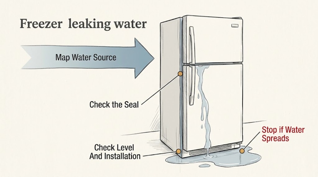 Freezer leaking water