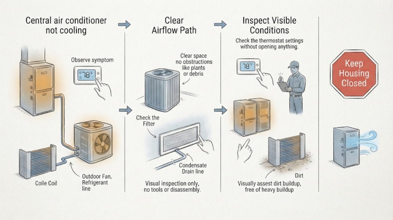 Central air conditioner not cooling
