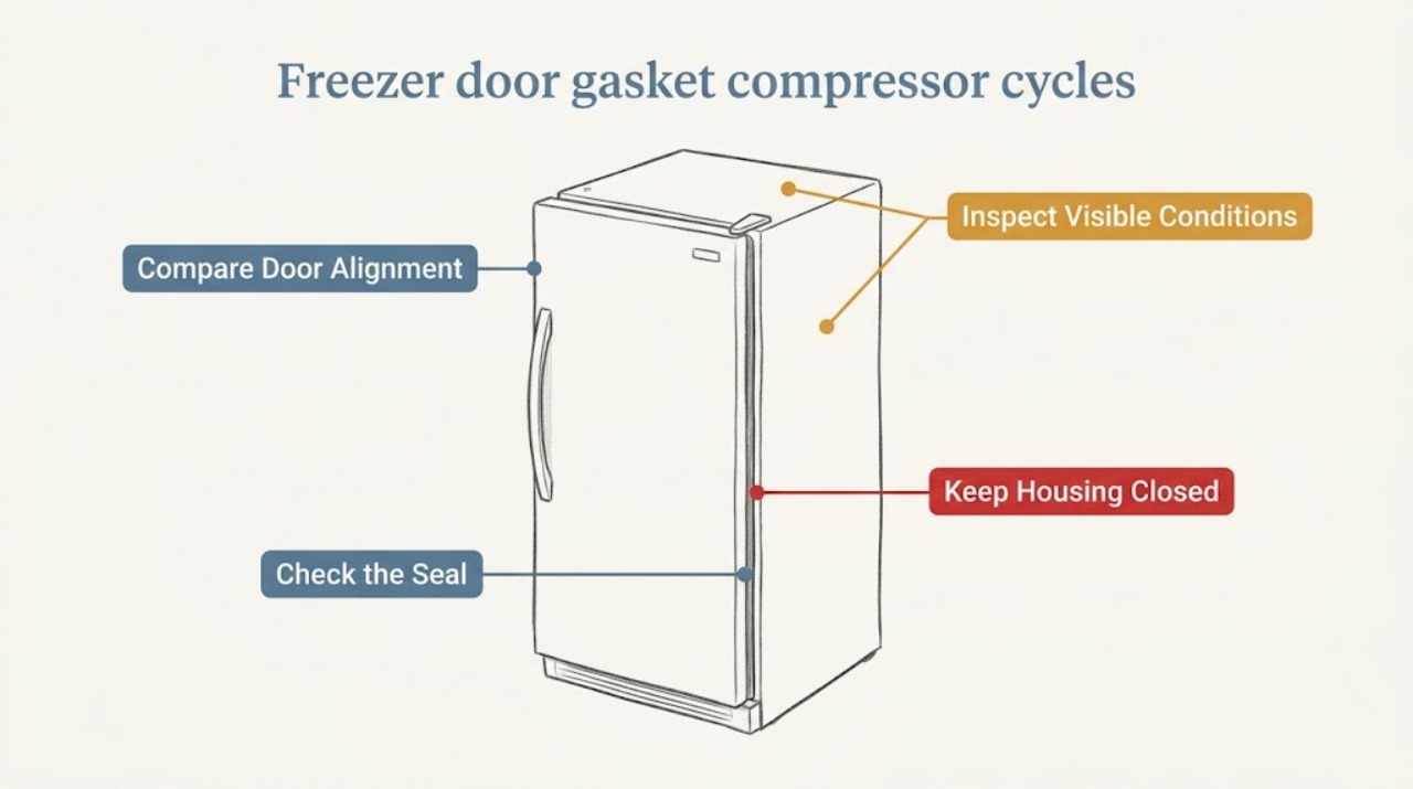 Freezer door gasket compressor cycles