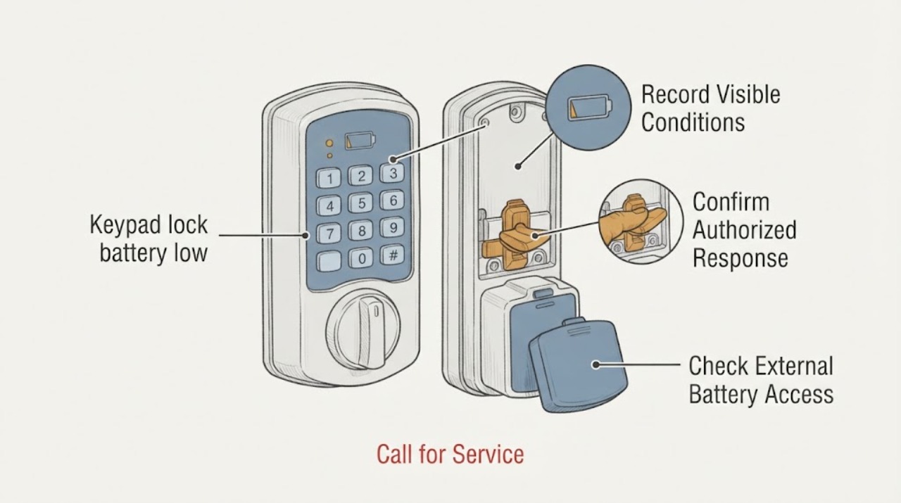 Keypad lock battery low