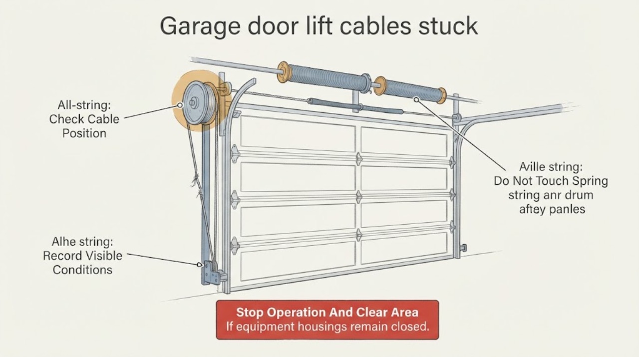 Garage door lift cables stuck