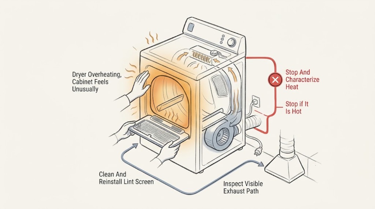 Dryer Overheating, Cabinet Feels Unusually