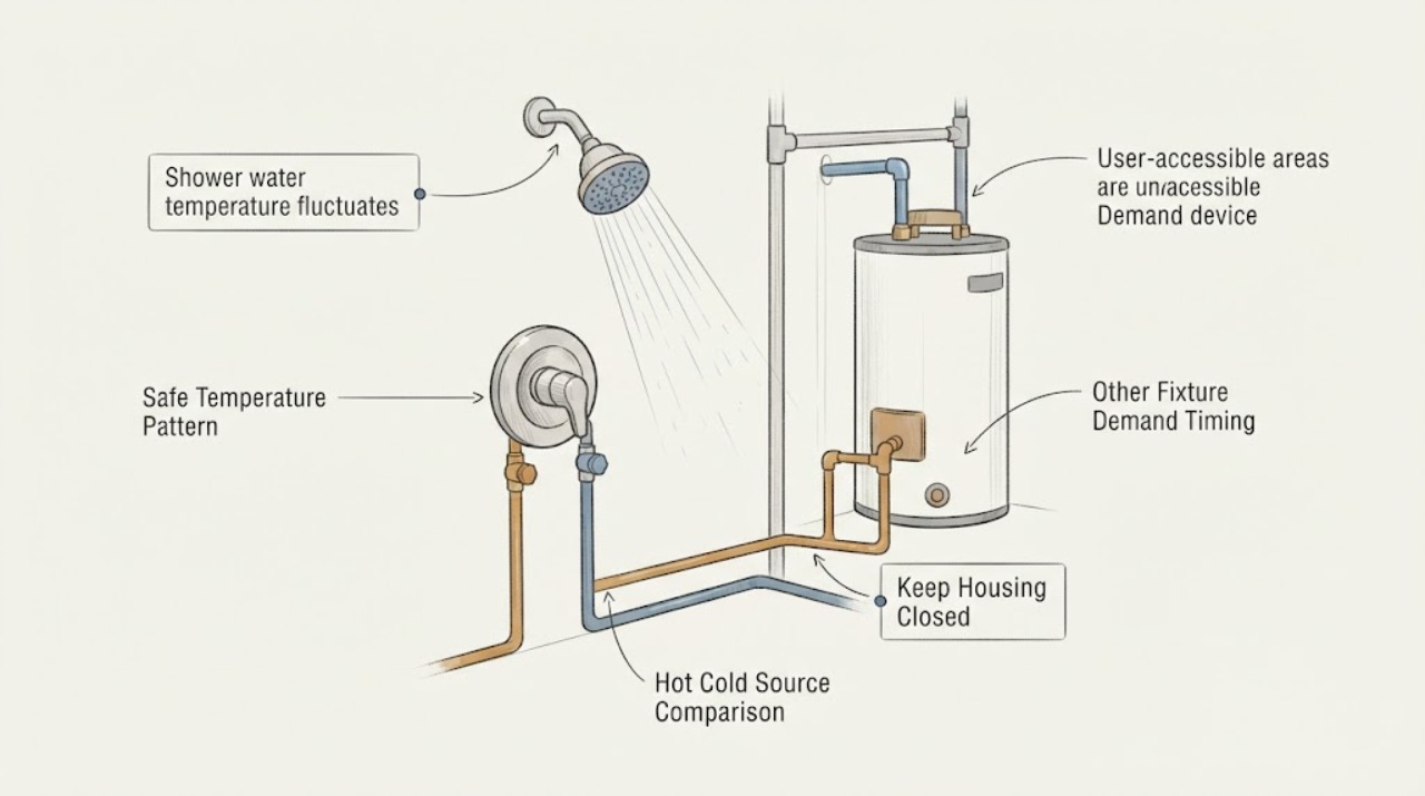 Shower water temperature fluctuates