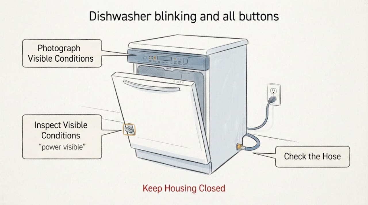 Dishwasher blinking and all buttons