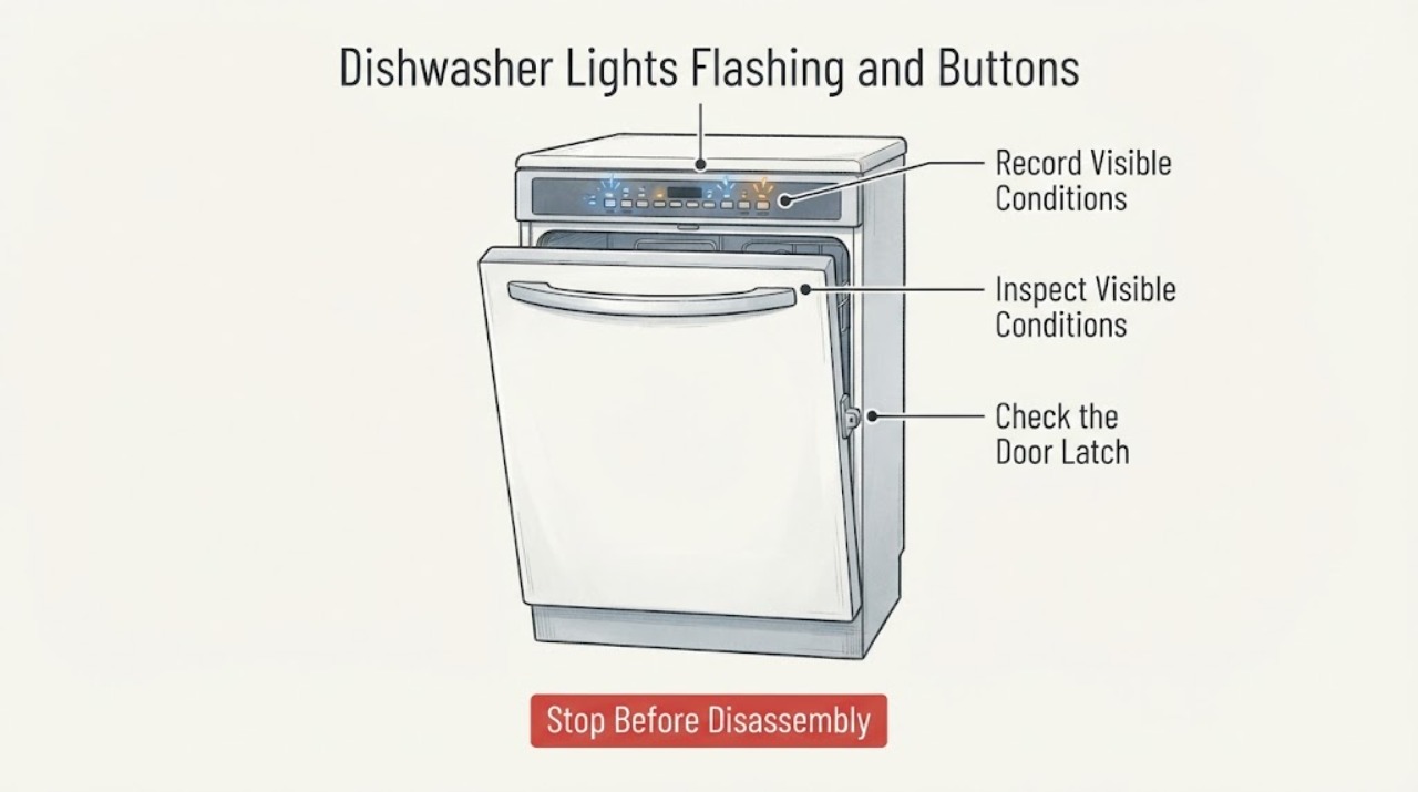 Dishwasher Lights Flashing and Buttons