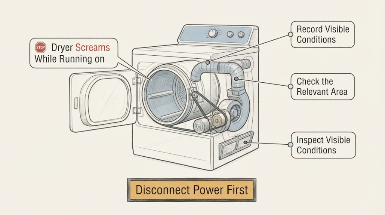 Dryer Screams While Running on