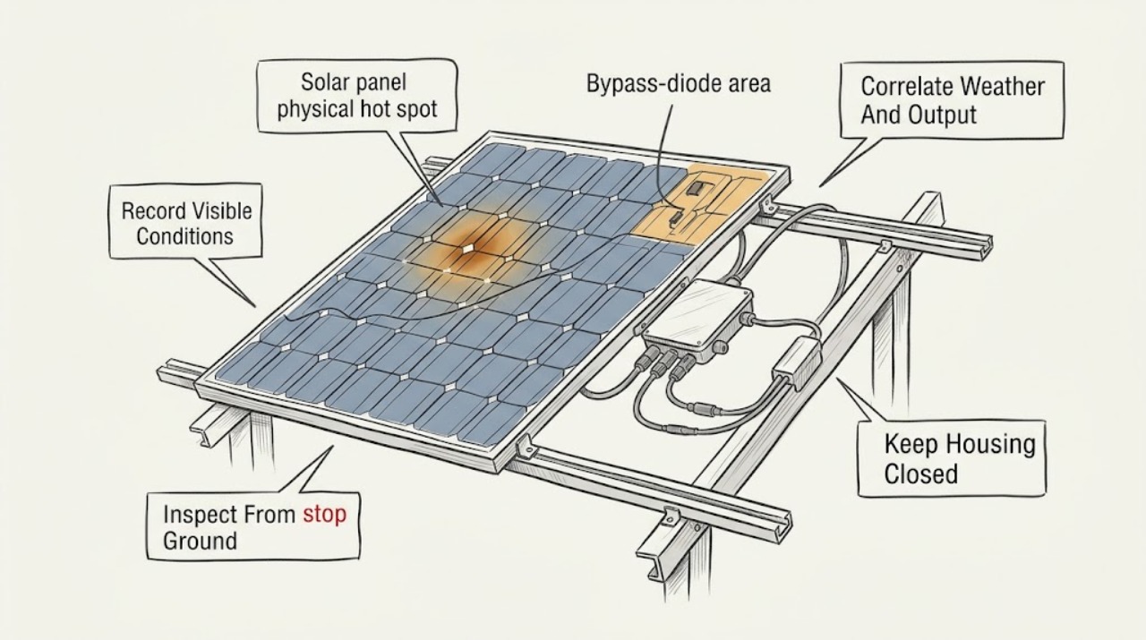 Solar panel physical hot spot