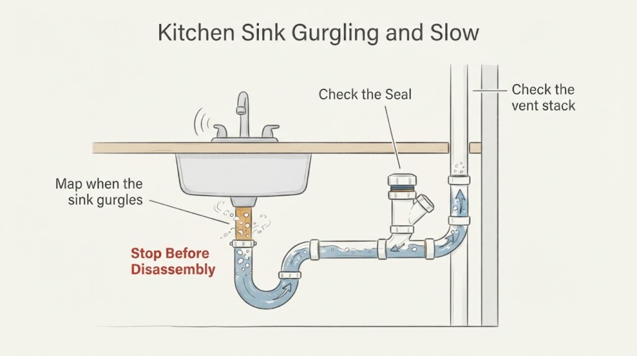 Kitchen Sink Gurgling and Slow